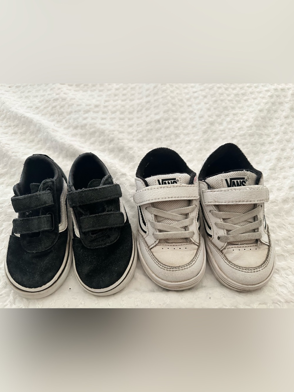 Vans (LOT of 2) Toddler Size 7 Black and White Skate Shoes - Velcro Styles
